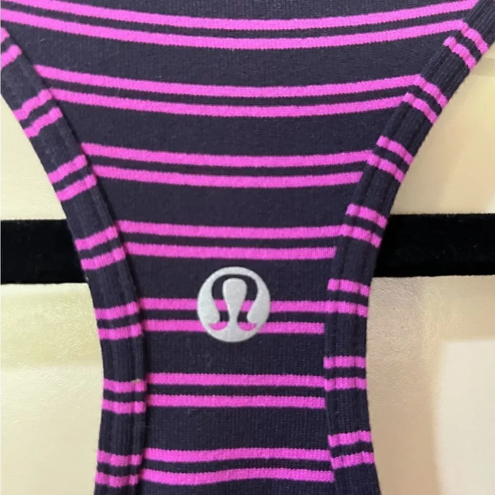 LULULEMON Cool Racerback Double Trouble Stripe Ultra Violet Black Grape Size 4